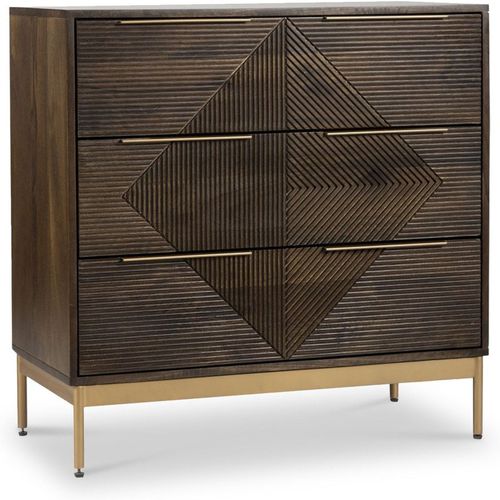 Beau Grooved Mango Wood 3 Drawer Bedroom Chest of Drawers | Roseland