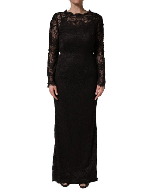 Floral Lace Sheath Dress — Black
