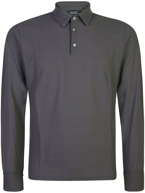 Slim-cut cotton polo shirt - Grey