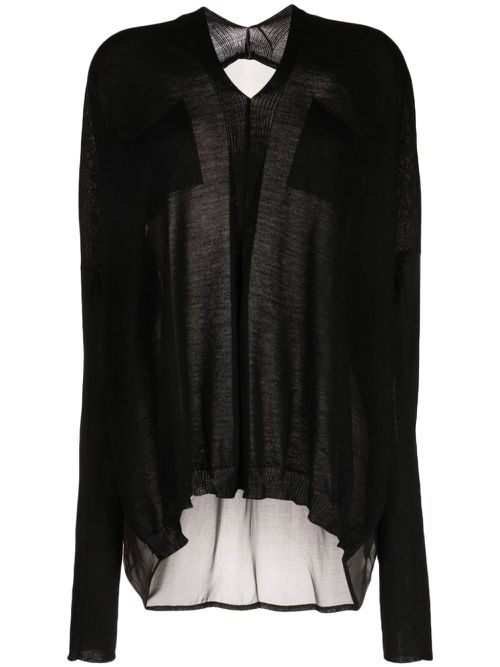 Abstract-print wool blouse - Black