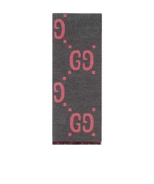 GG jacquard wool silk scarf