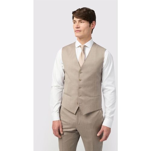 Alexandre Silver Label Mens V-neck Tailored Suit Waistcoat in Stone Wool - 46 Chest