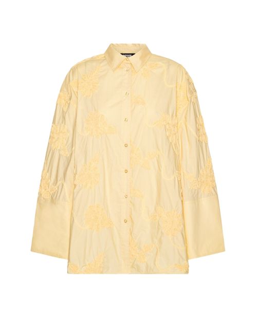 Yellow Oversized Embroidered Shirt