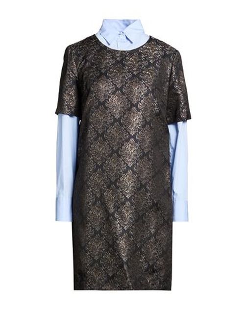Woman Mini dress Black Size 6 Polyester, Wool, Cotton