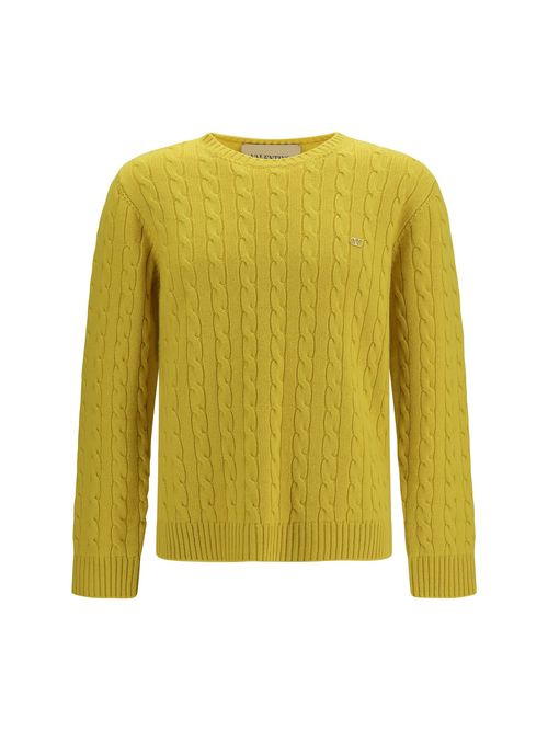 Cable-Knit Cashmere Sweater — Yellow