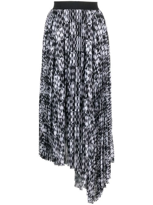Pleated monogram-jacquard midi skirt - Black