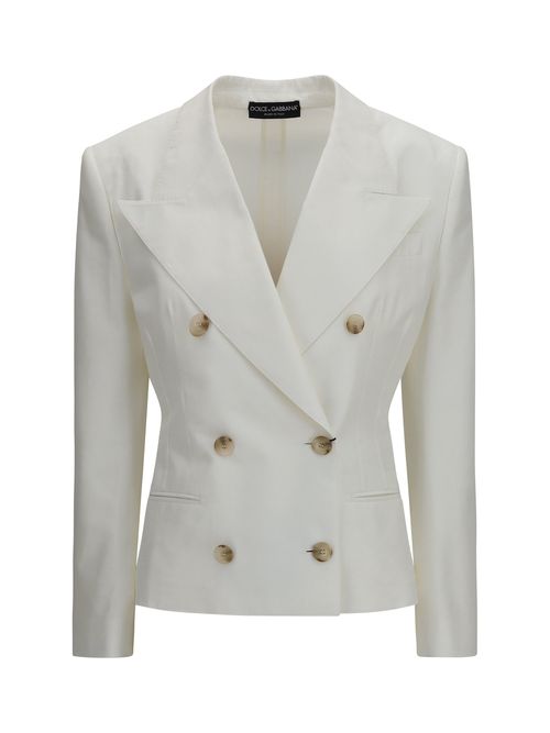 Double-Breasted Tailored Blazer — White