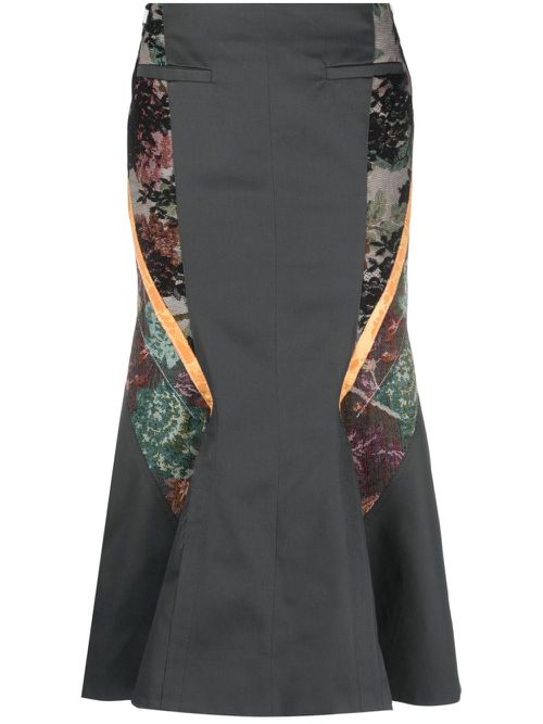 Regenerated Floral Tapestries flared skirt - Grey