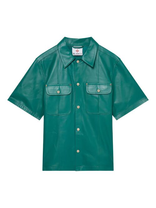 Leather shortsleeved shirt - Green