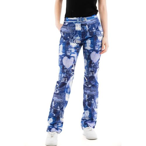 Multi-Blue Graphic Print Jeans — Multicolor