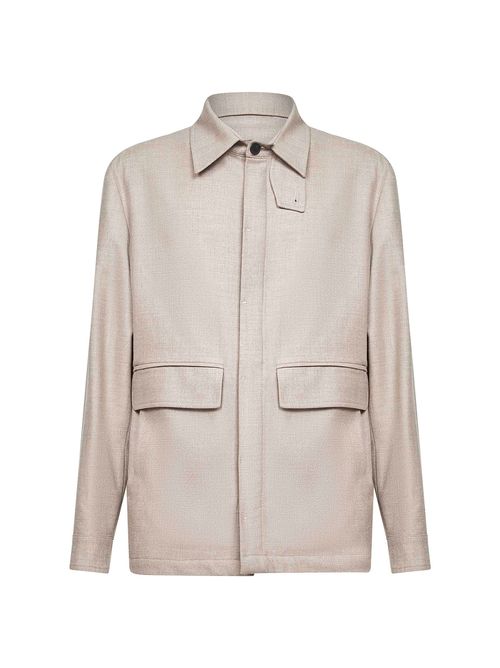 Virgin Wool Shirt Jacket — Beige