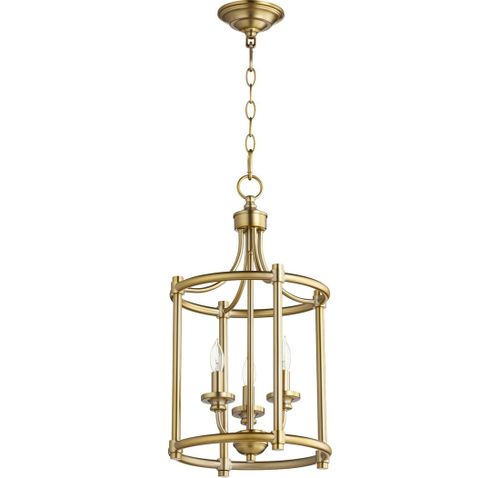 Quorum Rossington 3-Light 12" Foyer Light in Aged Bra