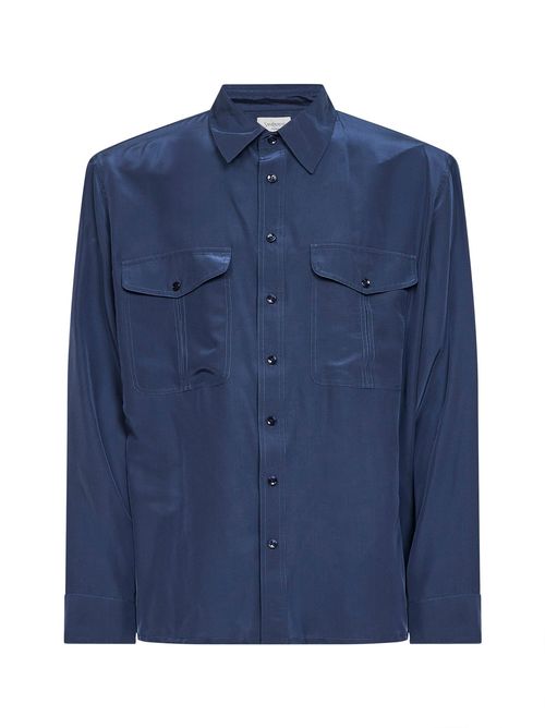 Viscose-Silk Blend Shirt — Blue