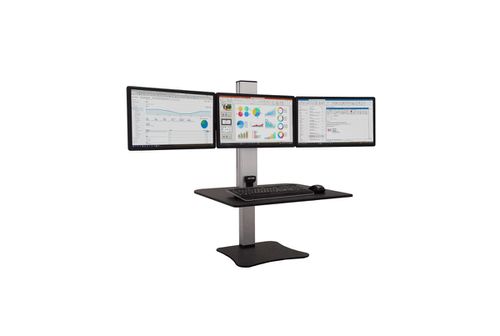 High Rise Electric Triple Monitor Sit Stand Desk Converter