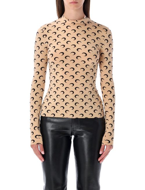 Slim Fit Long-Sleeved Top with Moon Print - Size S