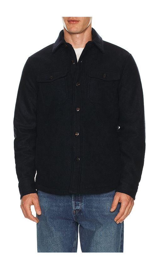 Faherty Range Fleece Lined Shacket in Blue. L. Also in