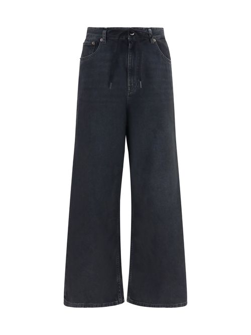 Straight-Leg Stretch Denim Jeans — Black
