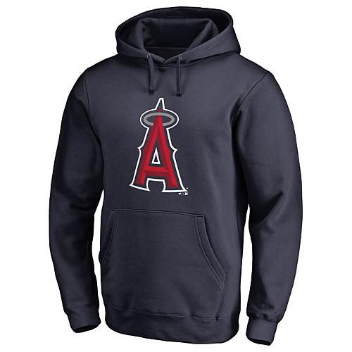 Men's Fanatics Navy Los Angeles Angels Official Logo Fitted Pullover Hoodie - Size Medium
