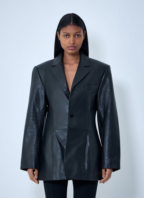 Leather Single-breasted Blazer