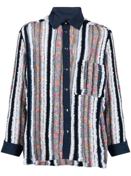Multicolour-Striped Linen Blend Shirt — Multicoloured