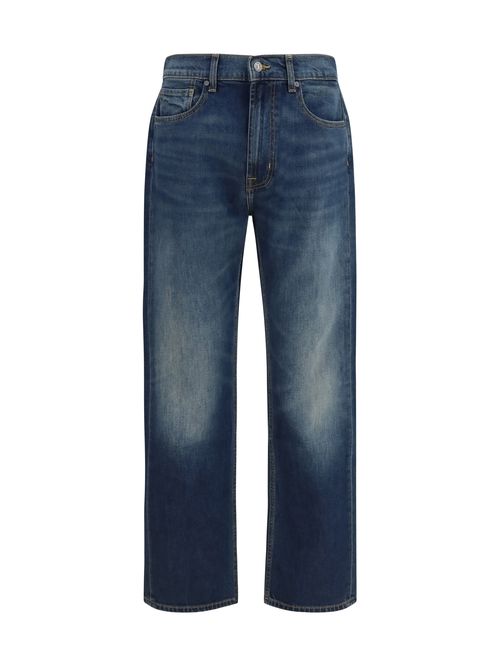 Faded-Wash Denim Jeans — Blue