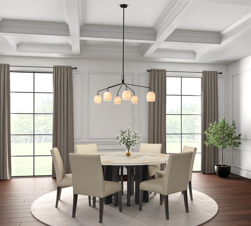 Black, Brushed Brass Chandelier from the Crema Collection