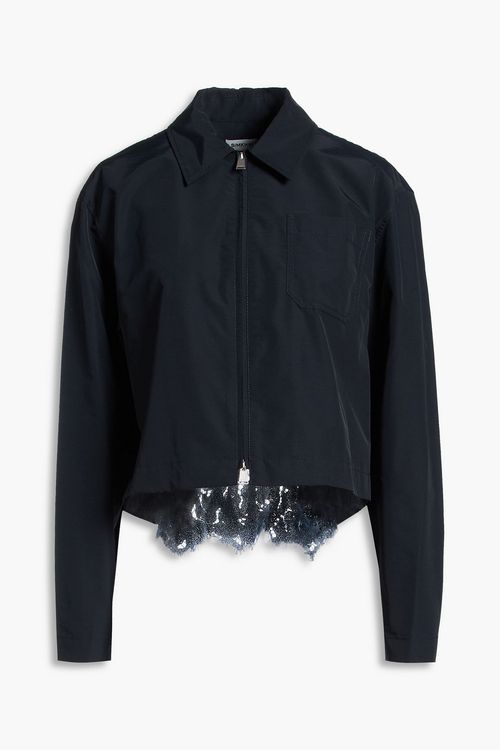 Edison guipure lace-paneled cotton-blend jacket - Blue - L