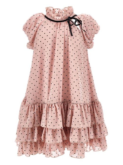 Ruffled polka-dot dress - Pink
