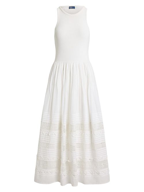 Women's Lace-Trim Tank Midi-Dress - White