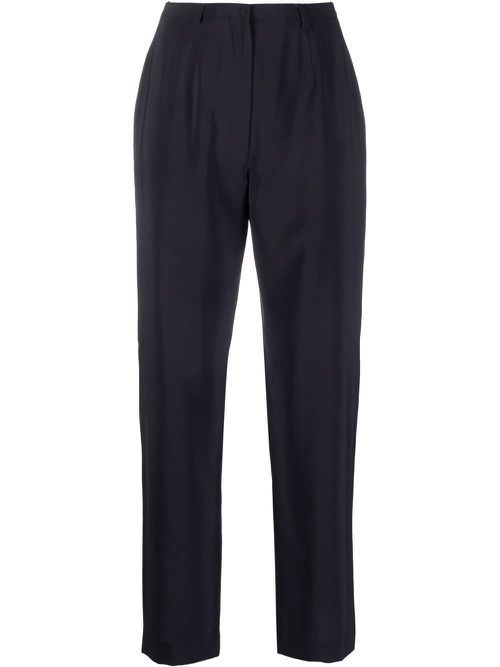 1990s wool-blend slim-cut trousers - Blue