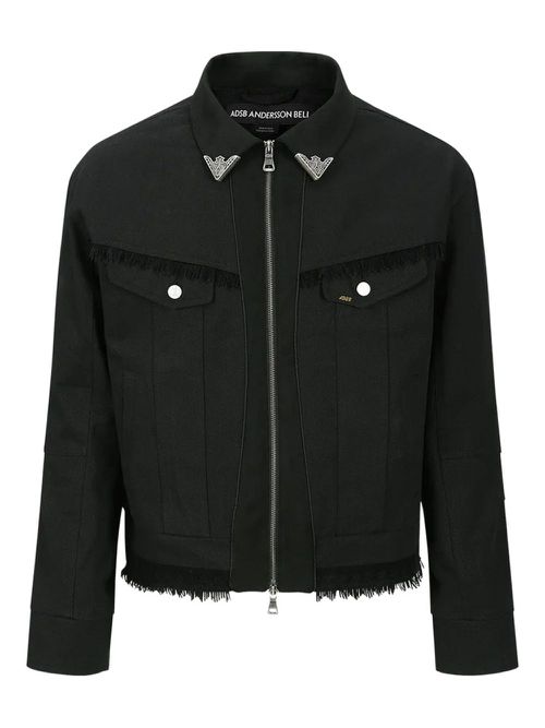 Fringed-detailed jacket - Black