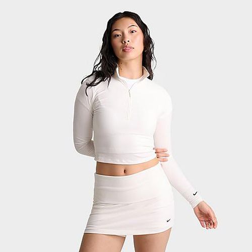 Women's Sportswear Chill Knit Quarter-Zip Long-Sleeve Ribbed Top in Sail/Black