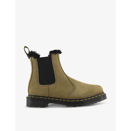 Womens Olive Black 2976 Leonore Faux Fur-lined Leather Boots