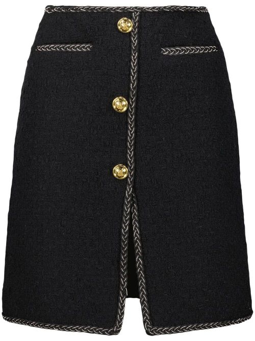 High-waisted tweed mini skirt - Black
