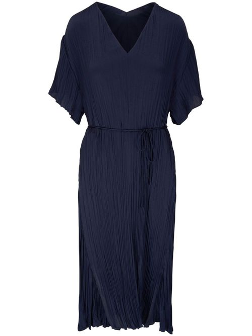 V-neck pleated dress - Blue