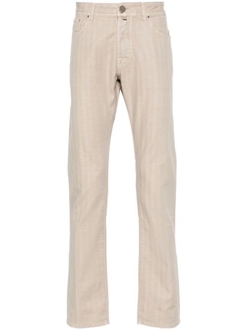 Herringbone tapered-leg trousers - Neutrals