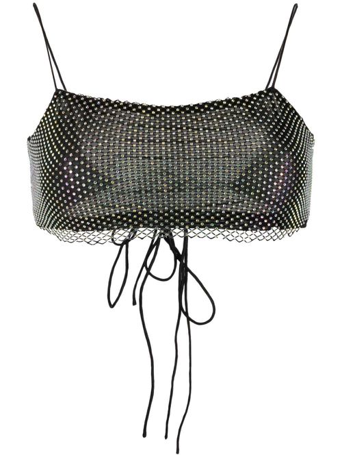 Lotte crystal mesh cropped top - Black