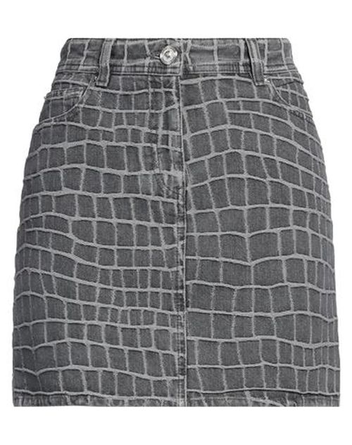 Versace Woman Denim skirt Grey Size 8 Cotton, Calfskin