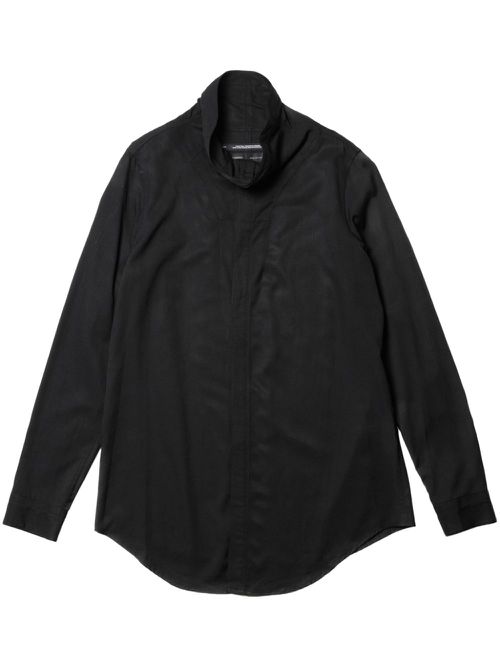 High-neck long-sleeve shirt - BLACK