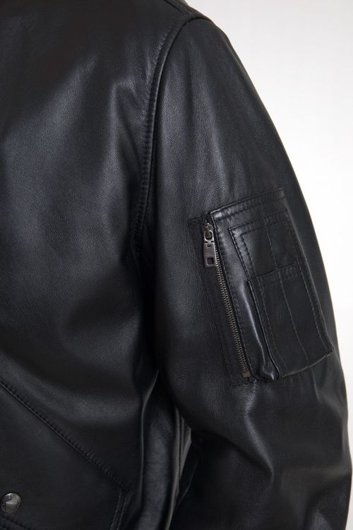 Leather Blouson Jacket — Black