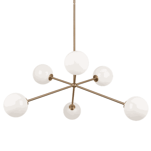 Aged Gold Brass Six Light Chandelier from the Novo Collection