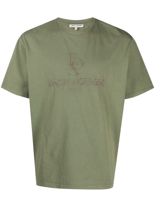 Logo-embroidered cotton T-shirt - Green
