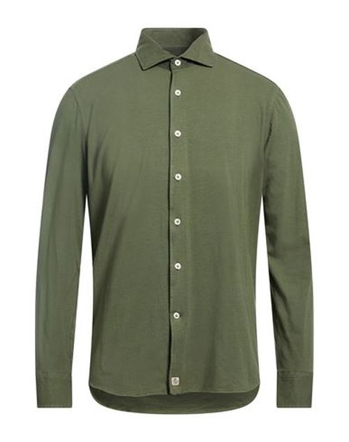 Man Shirt Military green Size M Cotton, Elastane