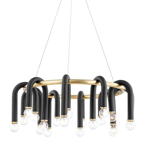 Mitzi Wilt 20-Light Chandelier in Aged Brass and Black