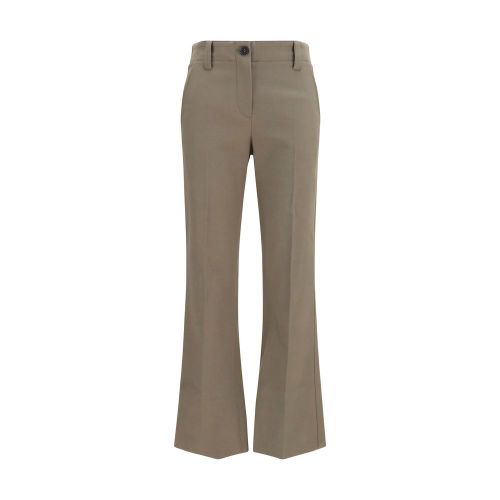 Cotton Flared Trousers — Brown