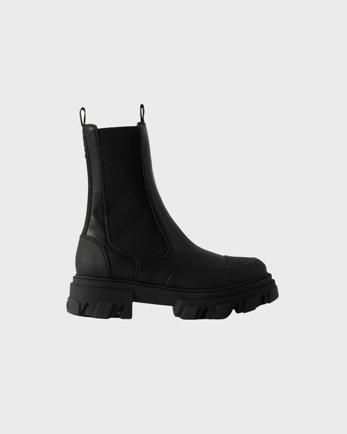Ganni Boots Cleated Mid Chelsea Stitch Black EUR