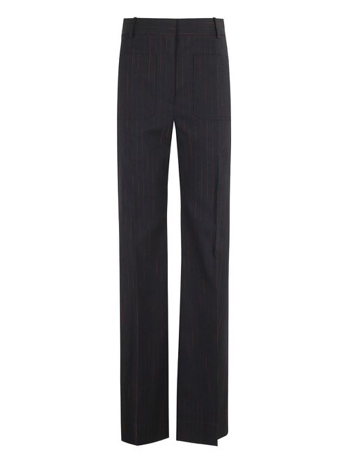 Pinstripe straight trousers - Blue