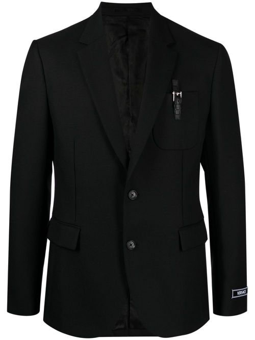 Buckle-detail single-breasted blazer - Black