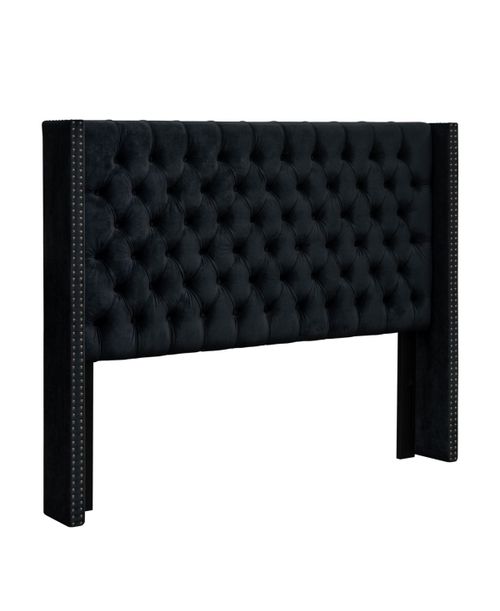 "Amelia 68.5"" Wingback Upholstered Headboard - Black Velvet"