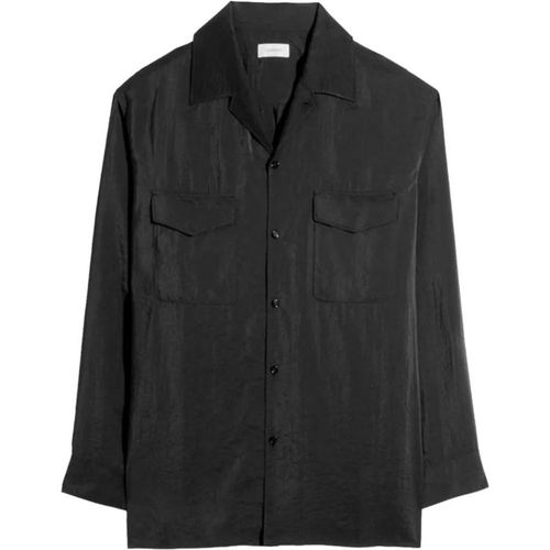 Convertible collar shirt in dry silk